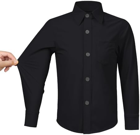 Boys' Stretch Long Sleeve Button Down Toddler Dress Shirt - Black