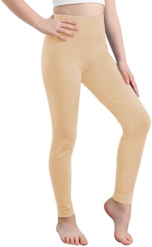 Girls'Cotton Leggings Stretch Footless Tights - Beige