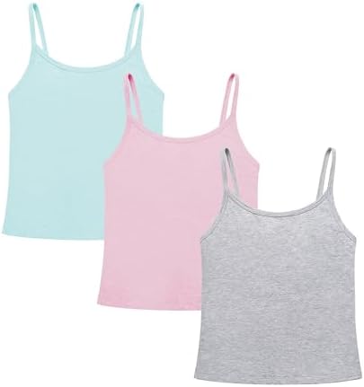 Training Bras for Teens Girls from 6 7 8 9 10 12 Years Old Camisoles Bralette Bras with Shelf Bra (3Pack)
